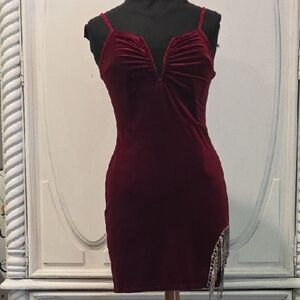 Elegant Velvet Burgundy Dress